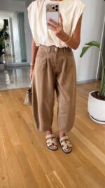 Wide Leg High Waist Brown Jeans - Image 3