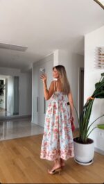 Floral Print Spaghetti Strap Maxi Dress - Image 3