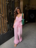 Pink Ruffle Hem Two Piece Set - Image 4