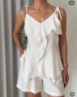 White Ruffle Sleeveless Set - Image 2