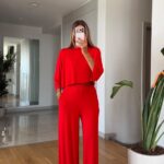 Red Wide Leg Lounge Set