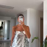 Silver Sequin Spaghetti Strap Top