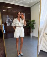 White Eyelet Shirt and Shorts Set