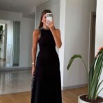 Black Sleeveless Maxi Dress With Rhinestone Trim