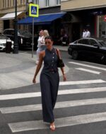 Women’s Dark Denim Sleeveless Vest Pants Set - Image 3