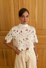 White Crochet Floral Lace Crop Top
