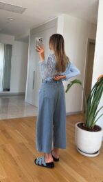 Wide Leg Light Blue Jeans - Image 3