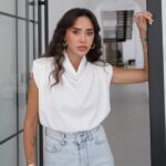 White Sleeveless Cowl Neck Top
