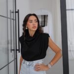 Black Sleeveless Cowl Neck Top
