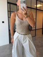 Beige Knit Tank Top - Image 3