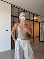 Beige Knit Tank Top