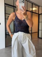 Navy Blue Knit Tank Top - Image 2
