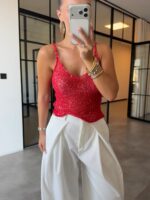 Red Knit Tank Top