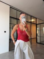 Red Knit Tank Top - Image 2