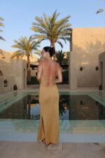Gold Knit Sleeveless Maxi Dress - Image 2