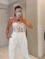 White Lace Strapless Corset