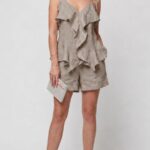 Beige Ruffle Sleeveless Summer Set