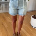 Light Wash High Rise Denim Shorts