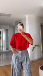 Red Boxy Cropped Summer Top