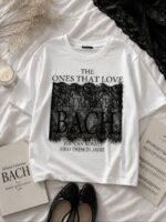 White Graphic Lace Panel T-Shirt - Image 2