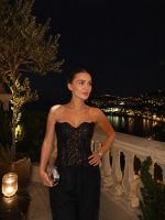 Black Lace Strapless Corset Top