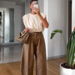 Wide Leg High Waist Brown Jeans