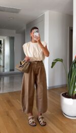 Wide Leg High Waist Brown Jeans