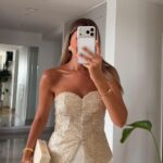 Gold Strapless Textured Corset Top