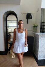 White Eyelet Sleeveless Mini Dress - Image 2