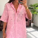 Pink Broderie Anglaise Set