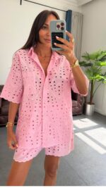 Pink Broderie Anglaise Set