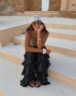 Black Tiered Ruffle Flare Pants - Image 3