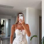 White Lace Corset Top with Spaghetti Straps