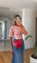 Red and White Striped Crop Top