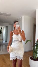 White Lace Cutout Mini Dress - Image 2