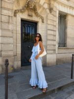 Light Blue Ruffle Hem Summer Set