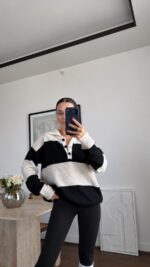 Aphrodite Black and White Striped Sweater - Image 2