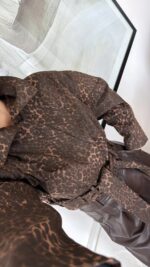 Brown Animal Print Belted Jacket - Image 5