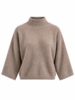 Taupe Mock Neck Oversized Sweater