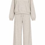 Beige Wide Leg Lounge Set