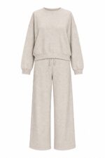Beige Wide Leg Lounge Set