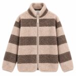 Brown Stripe Fleece Zip Jacket