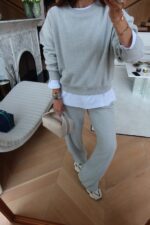 Gray Sweatshirt and Wide Leg Pants Set - Image 2
