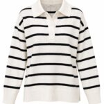 Aphrodite Striped Long Sleeve Polo Top