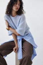 Light Blue Short Sleeve Knit Sweater - Image 3