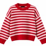 Red and White Striped Crewneck Sweater