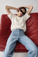 White Short Sleeve Knit Sweater - Image 3