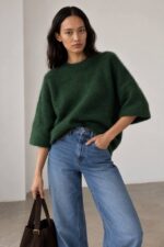 Dark Green Short Sleeve Sweater - Image 3