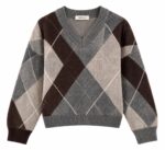 Aphrodite Argyle V-Neck Sweater Grey Brown