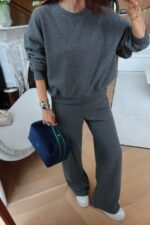Gray Knit Loungewear Set for Women - Image 4